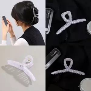 ( )페인팅 꼬임 대왕 집게핀 반투명핑크 헤어고정핀 머리집게핀 헤어집게