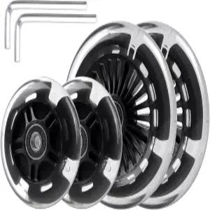 글레이더 4팩 라이트 업 스쿠터 휠 - 마이크로 미니 맥시 라스쿠타 3륜 킥 120mm 및 흰색 LED 교체 블랙