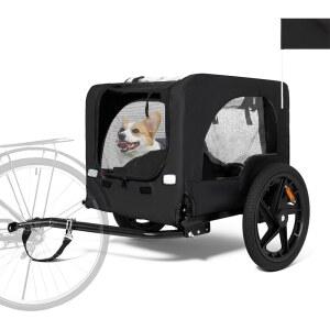 안윅 도그 자전거 트레일러 자전거용 헤비 듀티 3도어 16인치 바퀴 깃발 접이식 보관 카트 반려동물 캐리어