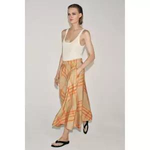 ZARA ZW 컬렉션 체크 케이프 스커트 - 베이지