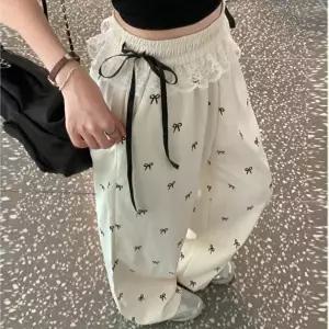 여자조거바지 여성 패션아이템 포인트아이템 밴딩 하이웨스트 레이스 리본 귀여운 와이드팬츠