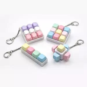 키보드 키캡 키링 열쇠고리 딸깍이 클릭커 레인보우 6구 9구