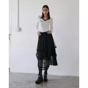 도트 레이스 주름 밴딩 롱 스커트 ER3WS865 1216725