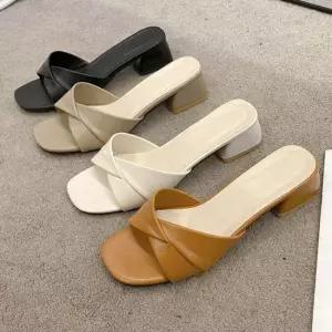 인기상품 데일리 꼬임 스트랩 미들굽 슬리퍼 샌들 [WFKNX8G_260411]