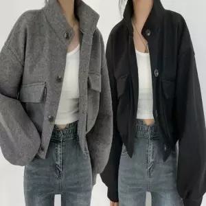 여자 크롭 하프넥 겨울 자켓 코트 가오리 숏 아우터