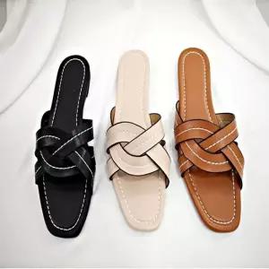 여성 여름 꼬임 매듭 스트랩 슬리퍼 스퀘어 편한 뮬 여자슬리퍼 여름슬리퍼 여름샌들
