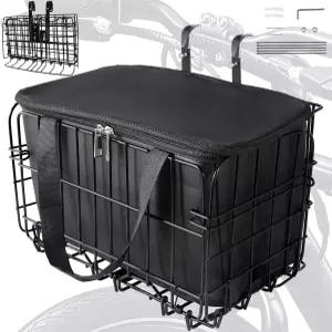 자전거 바구니 전면 탈착식 방수 라이너 가방이 있는 접이식 퀵 릴리스 디자인 리어 걸이식 화물 랙 반려견