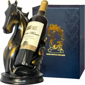 잉어버사이 와인 병 홀더 랙 테이블탑 말 동상 가정용 주방 저장고 장식 보관 정리 조각 선물 블랙