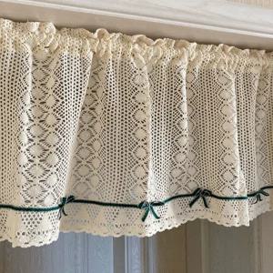 프렌치 그린 리본 찬장 코튼 크로쉐 가림막 커튼 키친