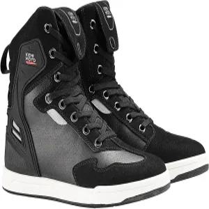 케미모토 모터사이클 슈즈 하이탑과 두꺼운 뒤꿈치 보호 기어 미끄럼 방지 부츠 남성용 극세사 가죽 소재