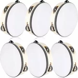 교회 결혼식 파티를 위한 7인치 탬버린 드럼 나무 천연 핸드헬드 메탈 징글 악기 타악기 6개