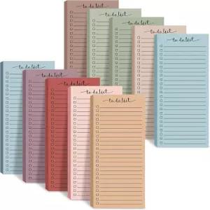 Censen 10 팩 500매씩 할 일 목록 노트 체크리스트 메모장 날짜가 지정되지 않은 색상 블록 쇼핑 주간 계획