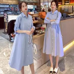 임부복 모닝셔츠 원피스 임산부 셔츠 원피스 캐쥬얼 롱 임부복 임산