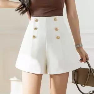 똑딱이 정장 핫팬츠 봄여름 A라인 와이드 반 트렌디 하이웨스트 아이템 팬츠 여성용 캐주얼 HT2