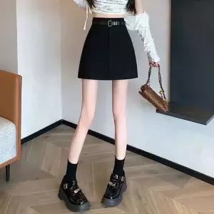 마르소 스커트 블랙 여름 여성H라인 정장 하이웨스트 힙색 A라인 원 스텝 UNO2