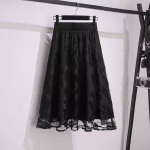 미에스틸로 스커트 망사 여름 여친 슬림핏 중기장 시폰 하이웨스트 프린트 A라인 플리츠 쉬폰 ADOR2