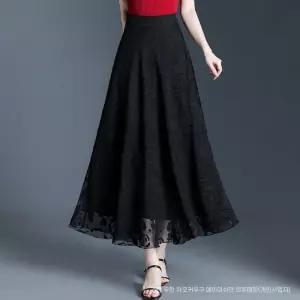 미에스틸로 여자 스커트 롱 하계 프린트 시폰 슬림핏 A라인 하이웨스트 쉬폰 ADOR2