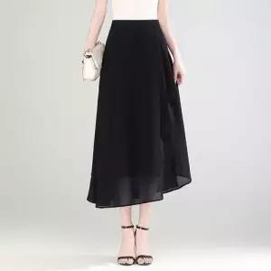 미에스틸로 여성용 치마 미디 하계 슬림핏 A라인 시폰 쉬폰 얇은 하이웨스트 ADOR2