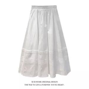 미에스틸로 치마 미디 여름 여친 A라인 하이웨스트 레이스 쉬폰 시폰 볼륨 ADOR2