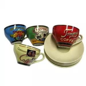 도자기컵 쌍둥이 머그컵 커피차컵 도자기 4P