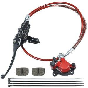 97cc 2.8 바하 두들버그 더트 버그 DB30 블리츠 미니 자전거 모토 왼쪽 7/8인치 핸들바 부품(RED)을 위한 브레이크 패드가 장착된 HOLATO 50인치 업그레이드 유압 마스터 실린더 캘 시스템