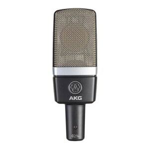 AKG Pro 오디오 C214 스튜디오 등급의 전문가용 대형 다이어프램, 싱글 캡슐, 보컬 및 악기 콘덴서 마이크, 견고한 알루미늄 휴대용 케이스. XLR 커넥터. 금색 회색
