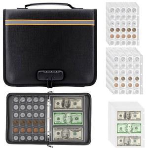 동전 우표 등 화폐 수집 품목을 위한 520 포켓과 36 지폐 코인 바인더가 있는 장치 방화 및 방수 코인 앨범을 포함한 수집가용 코인 컬렉션 북 홀더