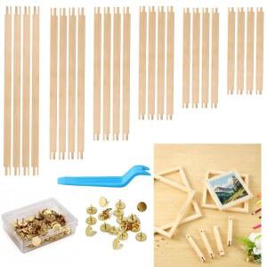 12 바늘 작업용 스트레처 바 세트 손가락이 있는 6가지 보관 상자 및 압정 제거기 6가지 의 유화 프레임 세트 자수 를 위한 나무 캔버스 스트레처 바 스트립 12가지 세트