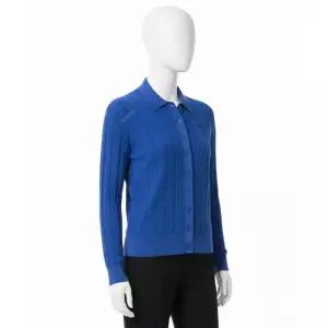 라코스테 여성 플리츠 립조직 긴팔 폴로 가디건 AF7614-55N C4X 216261