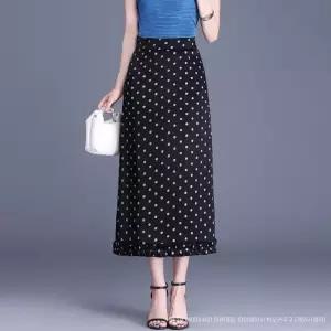 EAMT 여친 스커트 여름 캐주얼 허리 원턱 힙업 도트 일자 H라인 밴딩 EUNG2