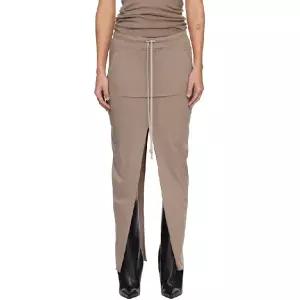 릭오웬스 베이지 템플 풀온 슬라이스 필러 맥시 스커트 261126F093000