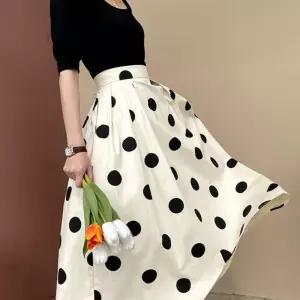 프릴 치마 땡땡이치마 땡땡이 하이웨스트 도트