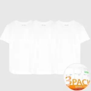 TRY 남녀 백색 라운드 티셔츠 3매 면100 데일리 반팔셔츠