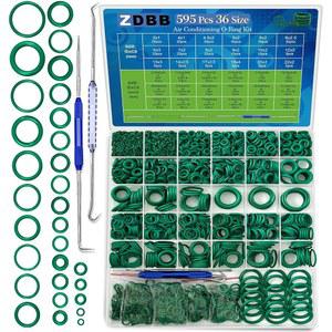 ZDBB 595 차량용 에어컨 링 키트, SAE 및 미터법 오링 모음 세트 4픽 앤 후크가 있는 전문 배관 수도꼭지 씰 수리(녹색)