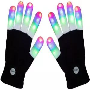 XISFORX 7색 조명 쇼 LED 장갑 레이브 라이트 핑거 깜박이는 글로우