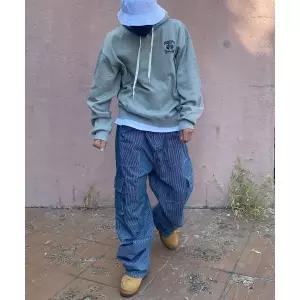 매장정품 CREAM SODA LAB 크림소다랩 스트라이프 블루 데님 레일로드 워크 카고 팬츠 CFZZ80F23 1340876