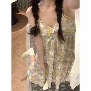 여성용 레이스 원피스 프린트 면 편안한 나시 여름 시원한 KS2