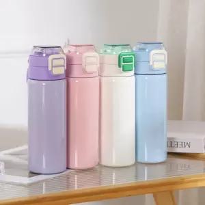 이단 원터치 텀블러 대용량 500ml 스텐316 이중진공 보온보냉 휴대용 빨대