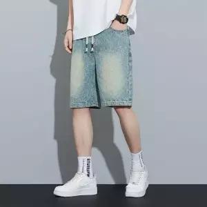 바지 데님 남사친 여름 빈티지 캐주얼 청반바지 반바지 슬림 스트레이트 5부 OP2