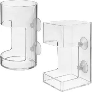 거북이 새우 베타 먹이를 위한 흡입 컵 원형 및 정사각형 물고기 먹이통 홀더 디스펜서가 있는 지저분한