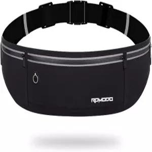 RDMODO 슬림 러닝 벨트 방수 패니 팩 여성용 3 포켓 폰 홀더 걷기 사이클링 조절 가능한 반사형 허리 가방