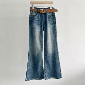 [하프클럽/]여성 크로쉐 혁대 워싱 주머니 나팔 청바지