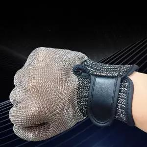 호환  1개 안티 커팅 스틸 와이어 장갑 내마모성 금속 다섯 손가락 장갑 용접 미끄럼 방지 손가락 가정용품