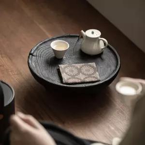 차트 다기받침 탄화목 미니 차반 블랙