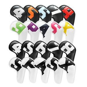 고급 아이언 골프채 클럽 헤드커버 10pcs 세트 화이트 블랙 심플 넘버 숫자 디자인 카바