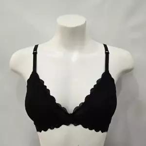 [비비안]패드 탈부착 노와이어 러블리 수입 자가드 레이스 삼각 브라렛 BR1991A-BK