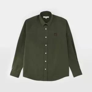 메종키츠네 폭스 헤드 패치 남녀공용 셔츠 LM00403WC0030 P360