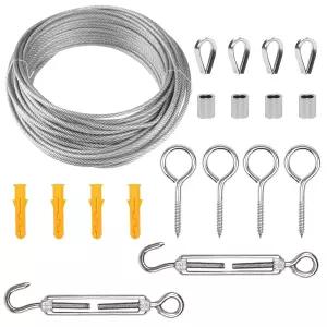 1/8 와이어 로프 키트 - 턴버클이 있는 304 스테인리스 스틸 케이블 야외용 비닐 코팅 7x7 가닥(텐트