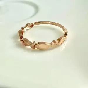 이음 물고기 반지 14k 화이트골드 22호