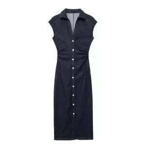 페브레로 여성청치마 청치마 여름 데님팬츠 슬림핏 셔츠형 원피스 UNO2